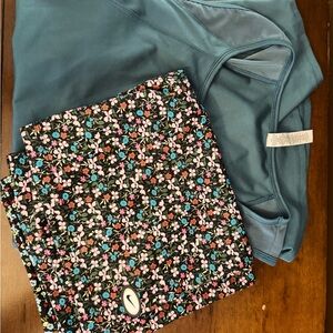 Nike Black Floral Athletic Short with Teal Tank